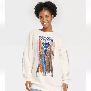 NEW Marvel Wakanda Forever Black Panther Sweatshirt Size XXL 2X Cream NWT Top